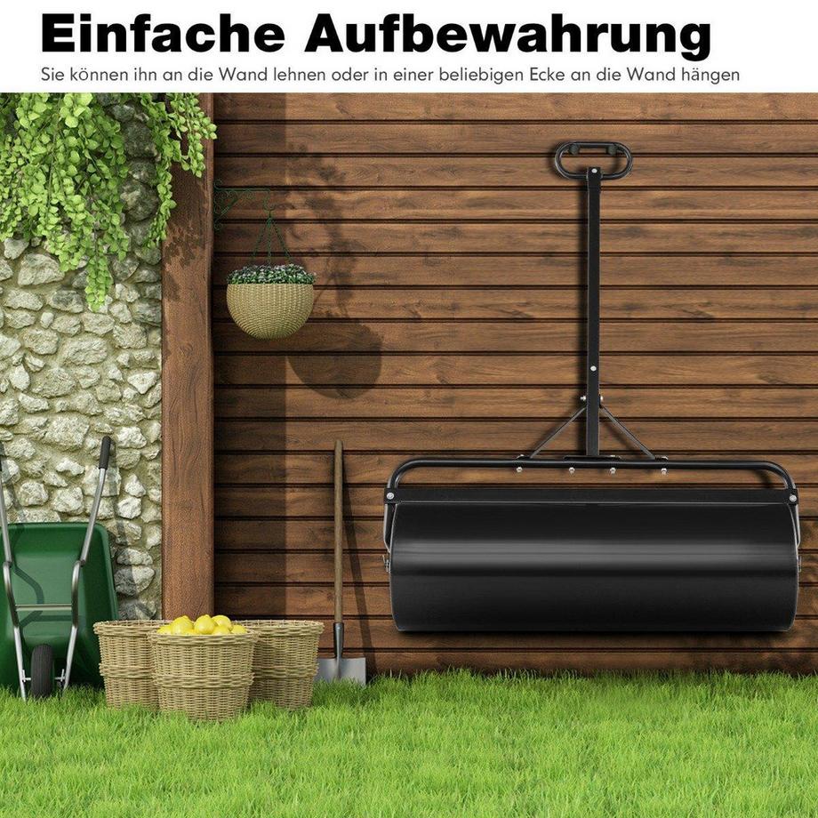 B2X  Rasenwalze aus Metall Gartenwalze zur Befestigung Graswalze 99 x 30 x 137 cm Schwarz 