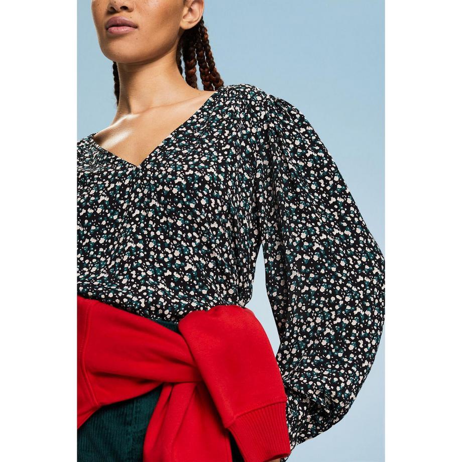 ESPRIT Chemisier à motif abstrait et manches bouffantes  
