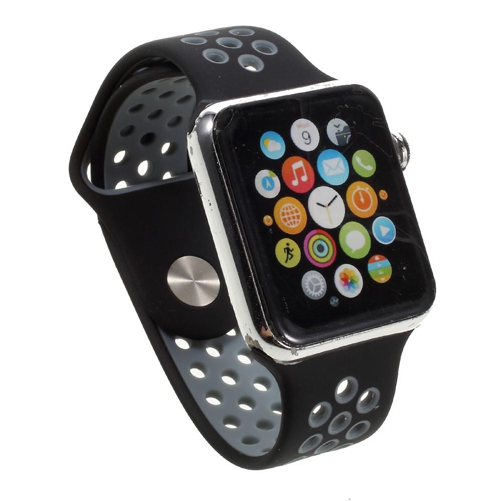 Cover-Discount  Apple Watch 38 / 40mm - Sportarmband Aus Silikon Gelöchert Schwarz 