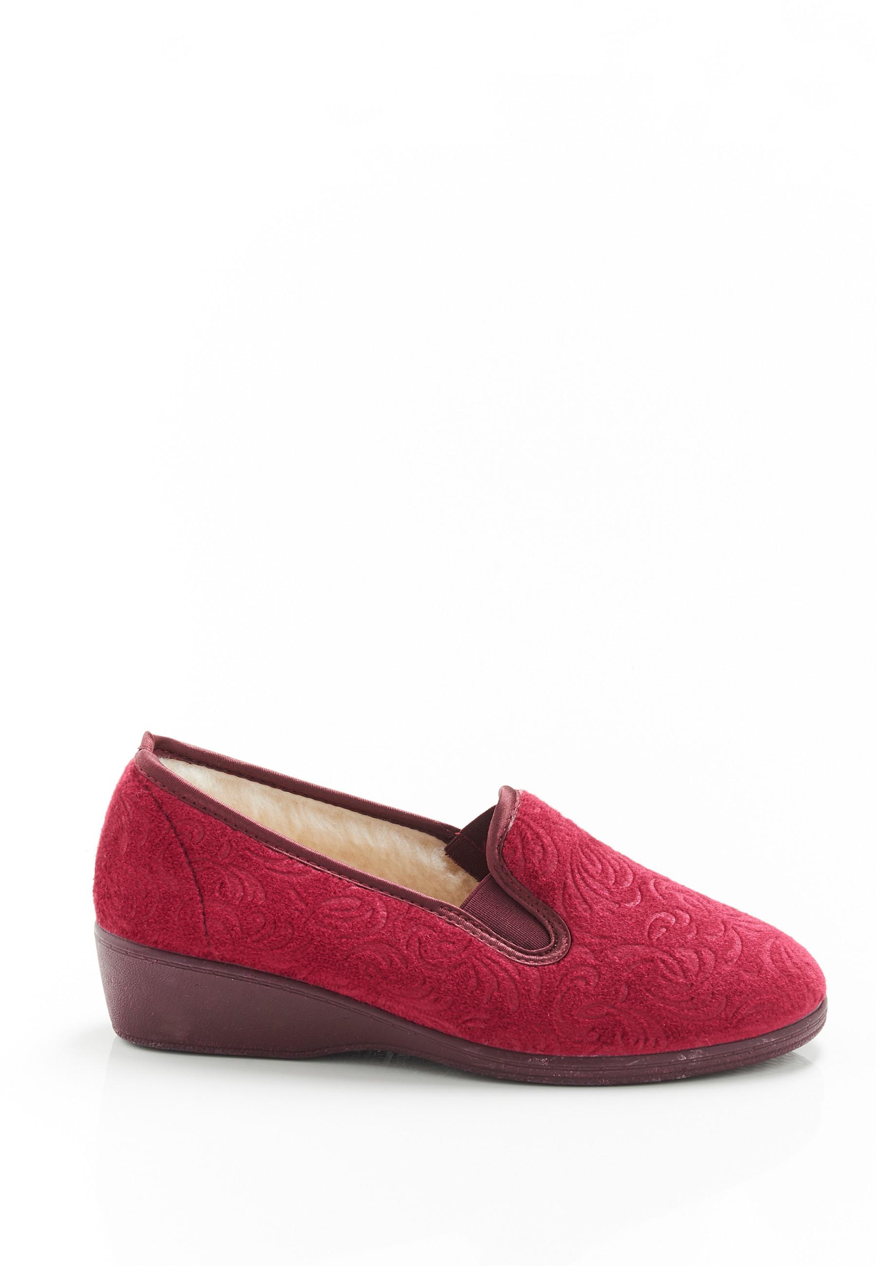 Image of Velours-hausschuh Mit Thermolactyl. Damen Rot 39