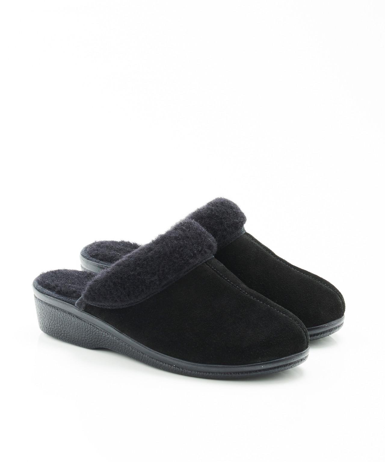 Image of Pantoffel Mit Futter Aus Reiner Wolle, Sehr Leicht. Unisex Schwarz 38