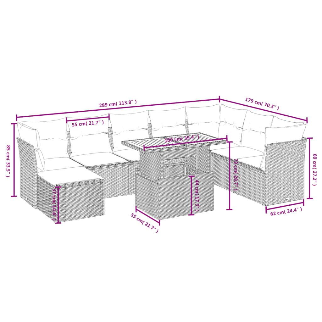 VidaXL set divano da giardino Polirattan  