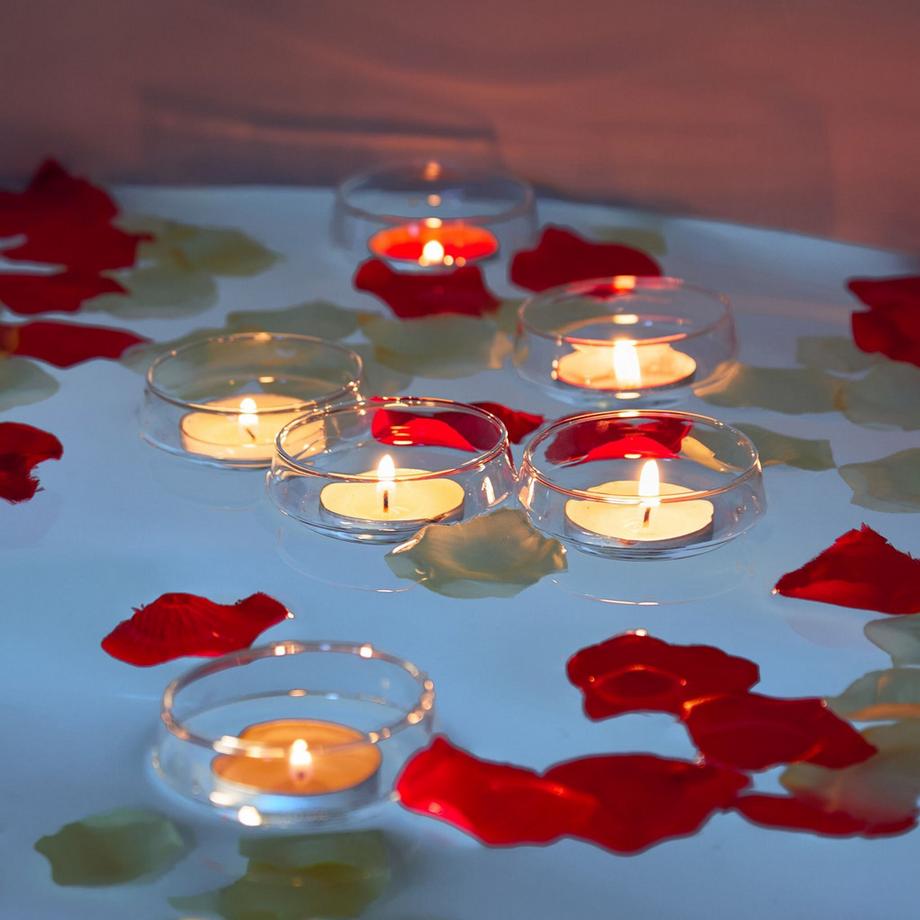 B2X  Photophores ronds flottants pour bougies chauffe-plat, lot de 12 