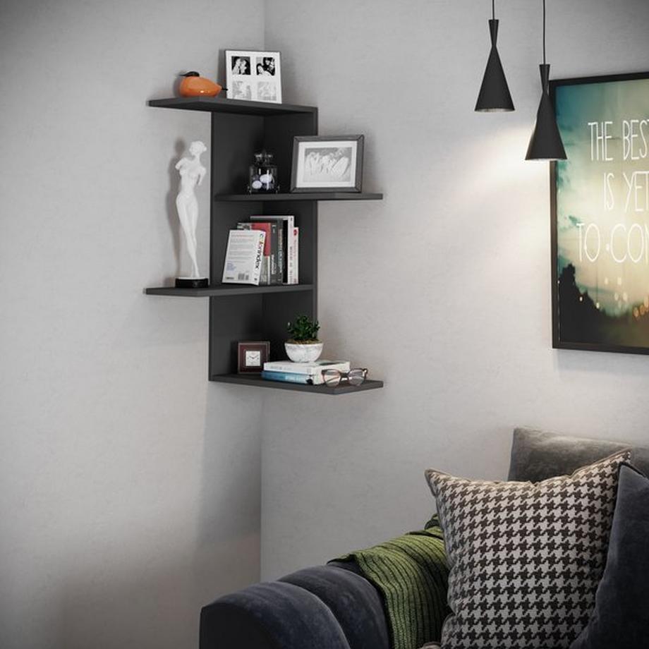 VCM Holzregal hängend | platzsparendes Regal | Maße:  H. 77 x B. 45 x T. 45 cm | Elegantes Regal hängend | Aufbewahrungsregal | Bücherregal | Wandboard -  