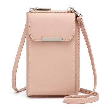 Sac à bandoulière pour téléphone portable avec portefeuille en cuir PU