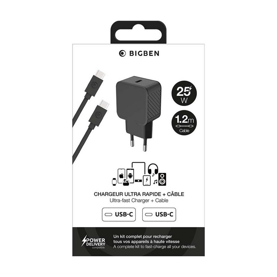 BigBen Connected  USB-Ladegerät C 25W Power Delivery + USB-C / USB-C Kabel 