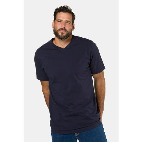 JP1880  T-shirt basic con scollo a V blu notte scuro 