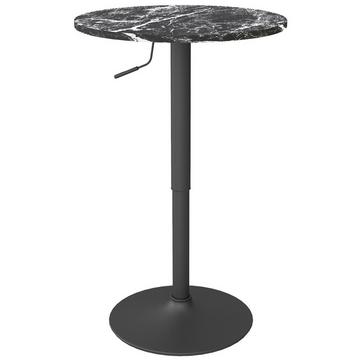 Table de bar, table de bar, table à manger ronde pour 2 personnes, table de cuisine aspect marbre pour salon, salle à manger, petites pièces, noir, Ø60 x 68-93,5 cm