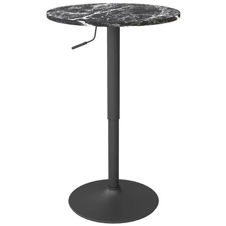 Northio Table de bar, table de bar, table à manger ronde pour 2 personnes, table de cuisine aspect marbre pour salon, salle à manger, petites pièces, noir, Ø60 x 68-93,5 cm  
