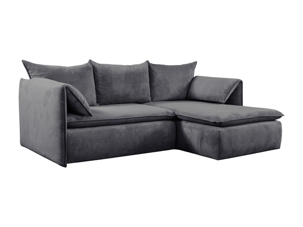 PASCAL MORABITO Ecksofa mit Schlaffunktion - Ecke rechts - Cord - Graublau - TEODORA  