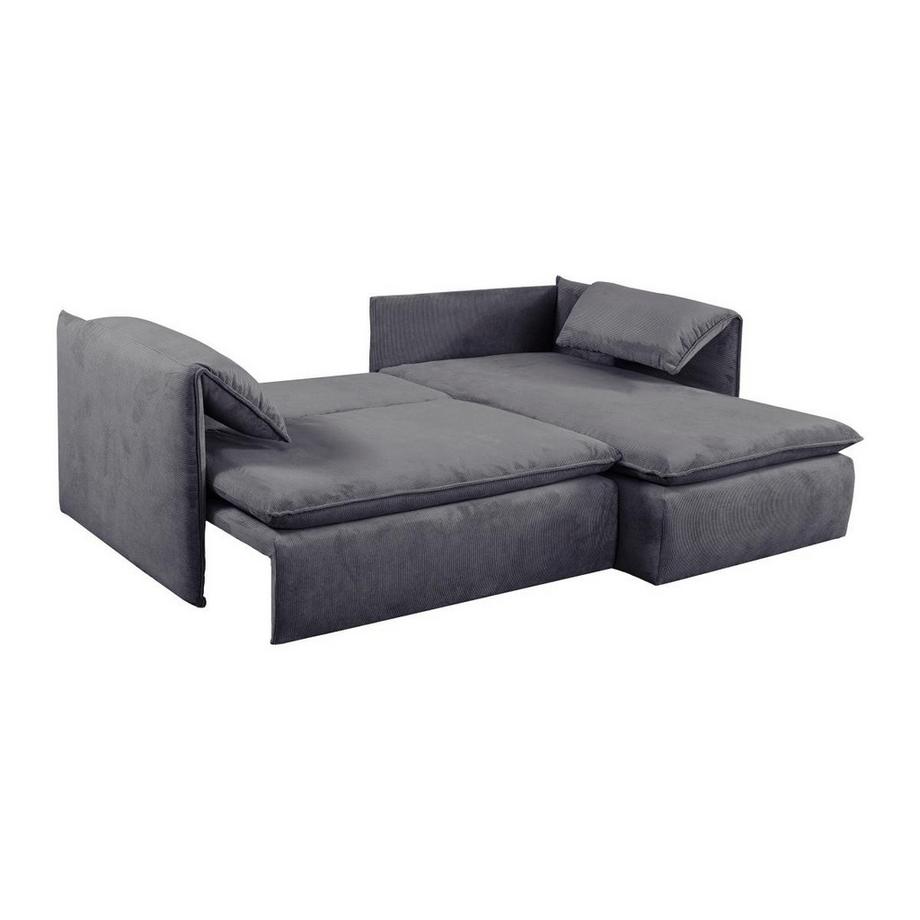 PASCAL MORABITO Ecksofa mit Schlaffunktion - Ecke rechts - Cord - Graublau - TEODORA  