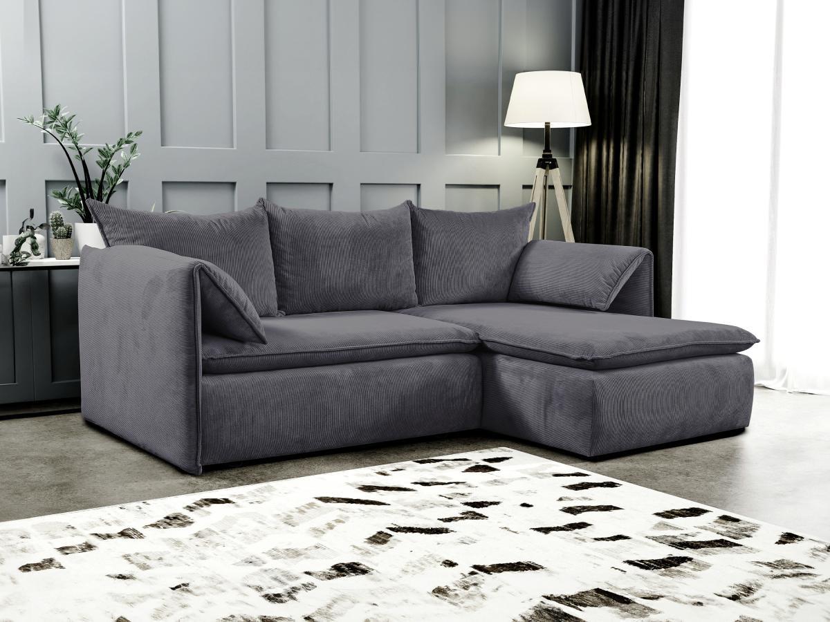 PASCAL MORABITO Ecksofa mit Schlaffunktion - Ecke rechts - Cord - Graublau - TEODORA  