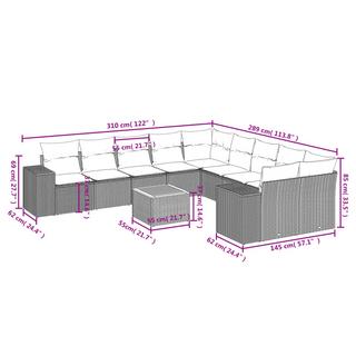 VidaXL Ensemble de canapés de jardin rotin synthétique  