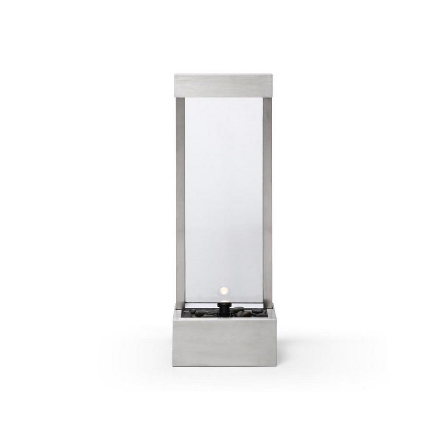 Vente-unique Außenbrunnen aus Edelstahl & Glas mit LED-Beleuchtung - H 108 cm - Silberfarben - PANGA  