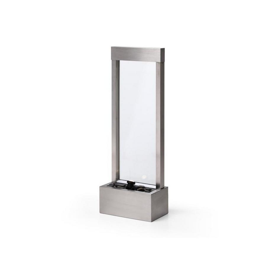 Vente-unique Außenbrunnen aus Edelstahl & Glas mit LED-Beleuchtung - H 108 cm - Silberfarben - PANGA  