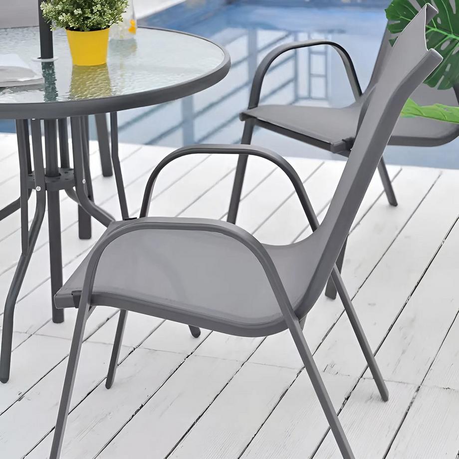 Northix Lot de 4 chaises de jardin pour terrasse ou balcon Gris MultiGarden  
