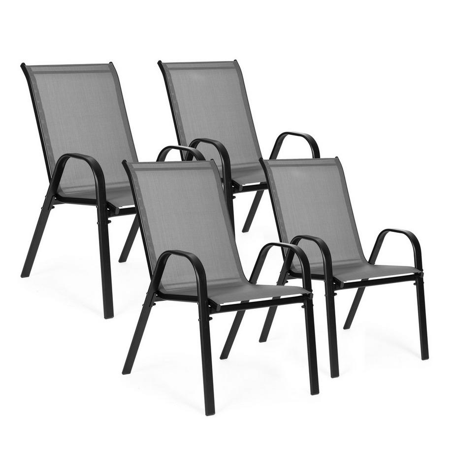 Lot de 4 chaises de jardin pour terrasse ou balcon Gris MultiGarden