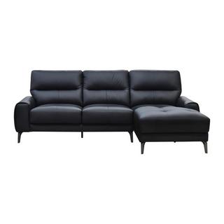 Vente-unique Ecksofa - Ecke rechts - Büffelleder - Schwarz - VALDANA  