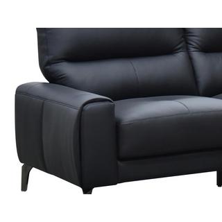 Vente-unique Ecksofa - Ecke rechts - Büffelleder - Schwarz - VALDANA  