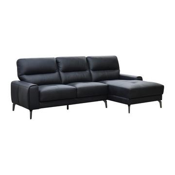 Ecksofa - Ecke rechts - Büffelleder - Schwarz - VALDANA