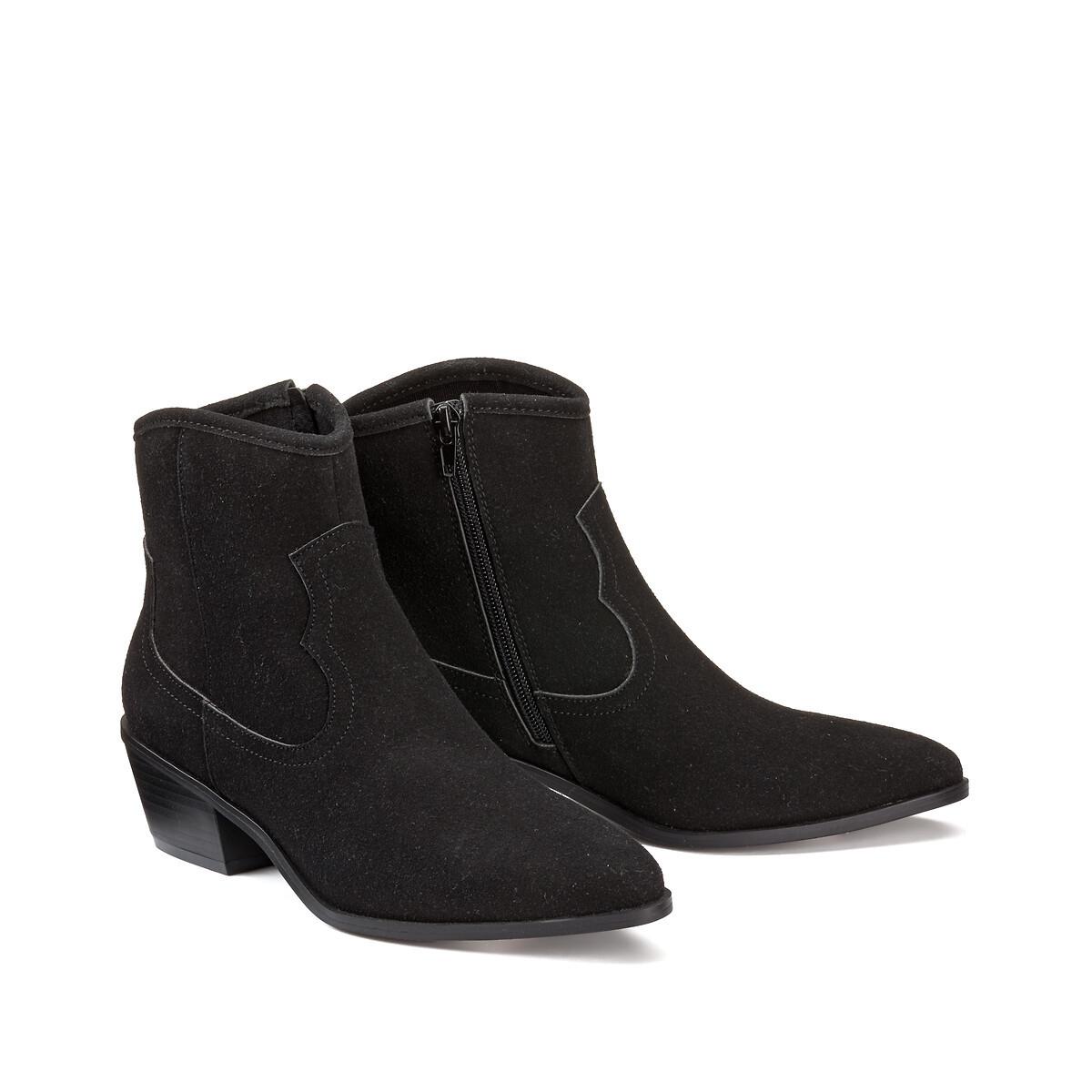 Image of Western-boots Aus Veloursleder Damen Schwarz 40