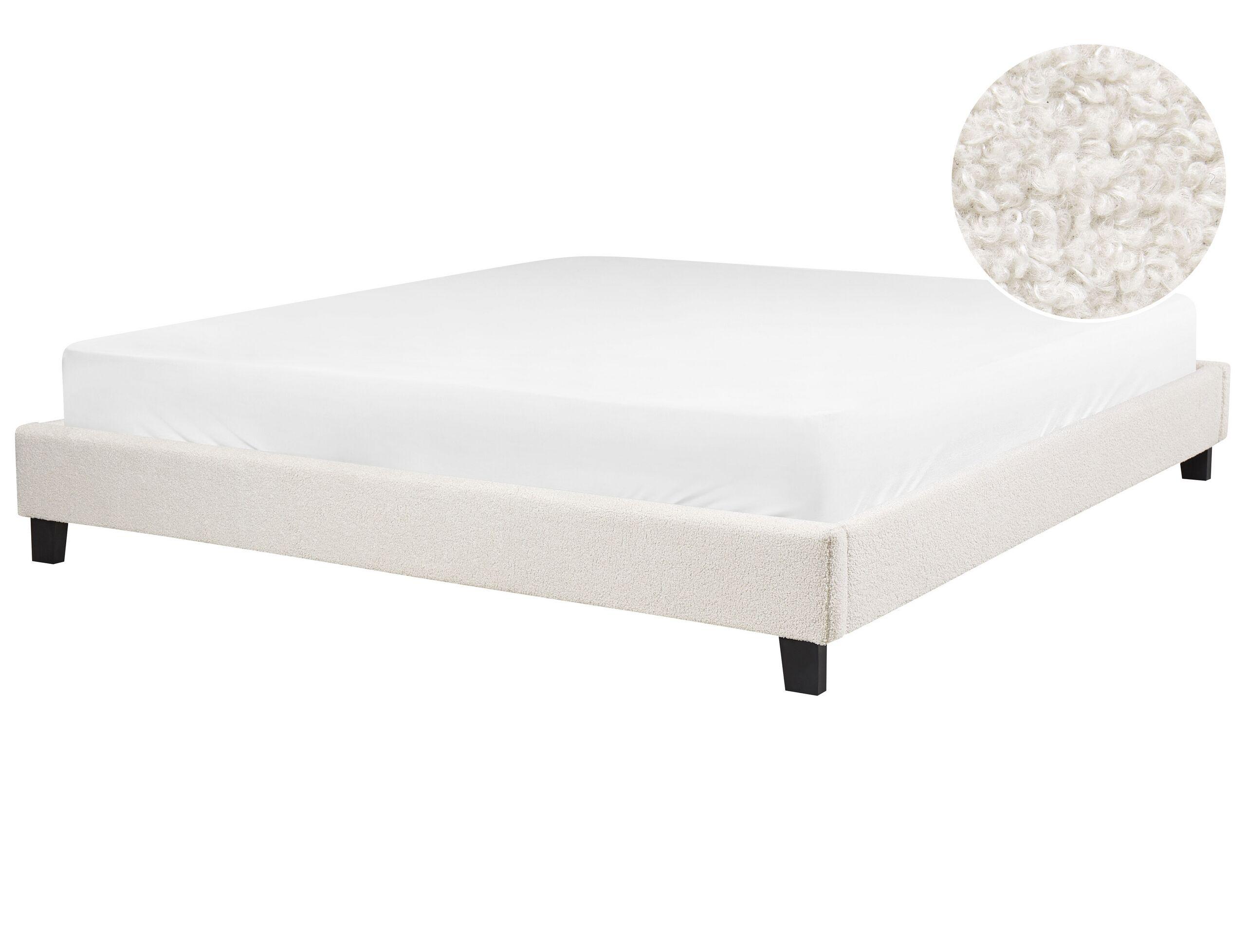 Image of Bett mit Lattenrost aus Bouclé Skandinavisch ROANNE Bett mit Lattenrost aus Bouclé Skandinavisch ROANNE