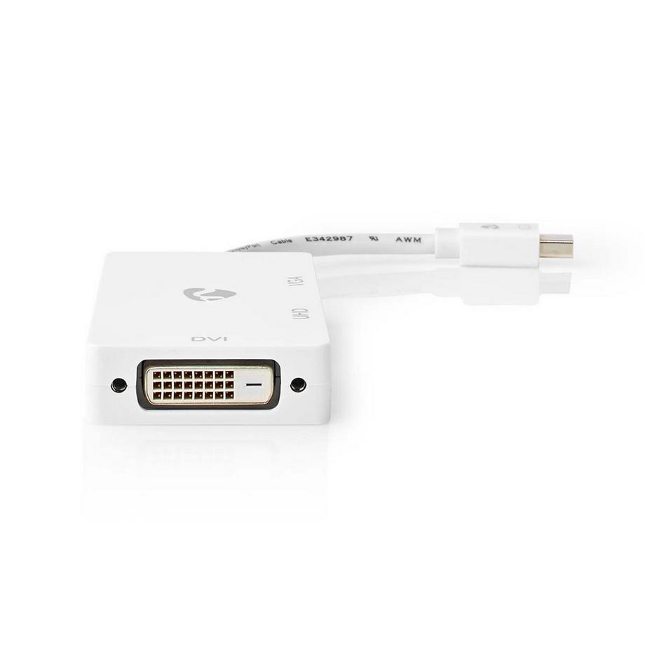 Nedis  Adaptateur Displayport | Mini DisplayPort mâle | DVI-D 24+1 broches femelle / HDMI™ femelle / VGA femelle 15p | 4K@60Hz | Nickelé | Commutable | 0,20 m | Rond | ABS | ABS | Blanc | Boîte 