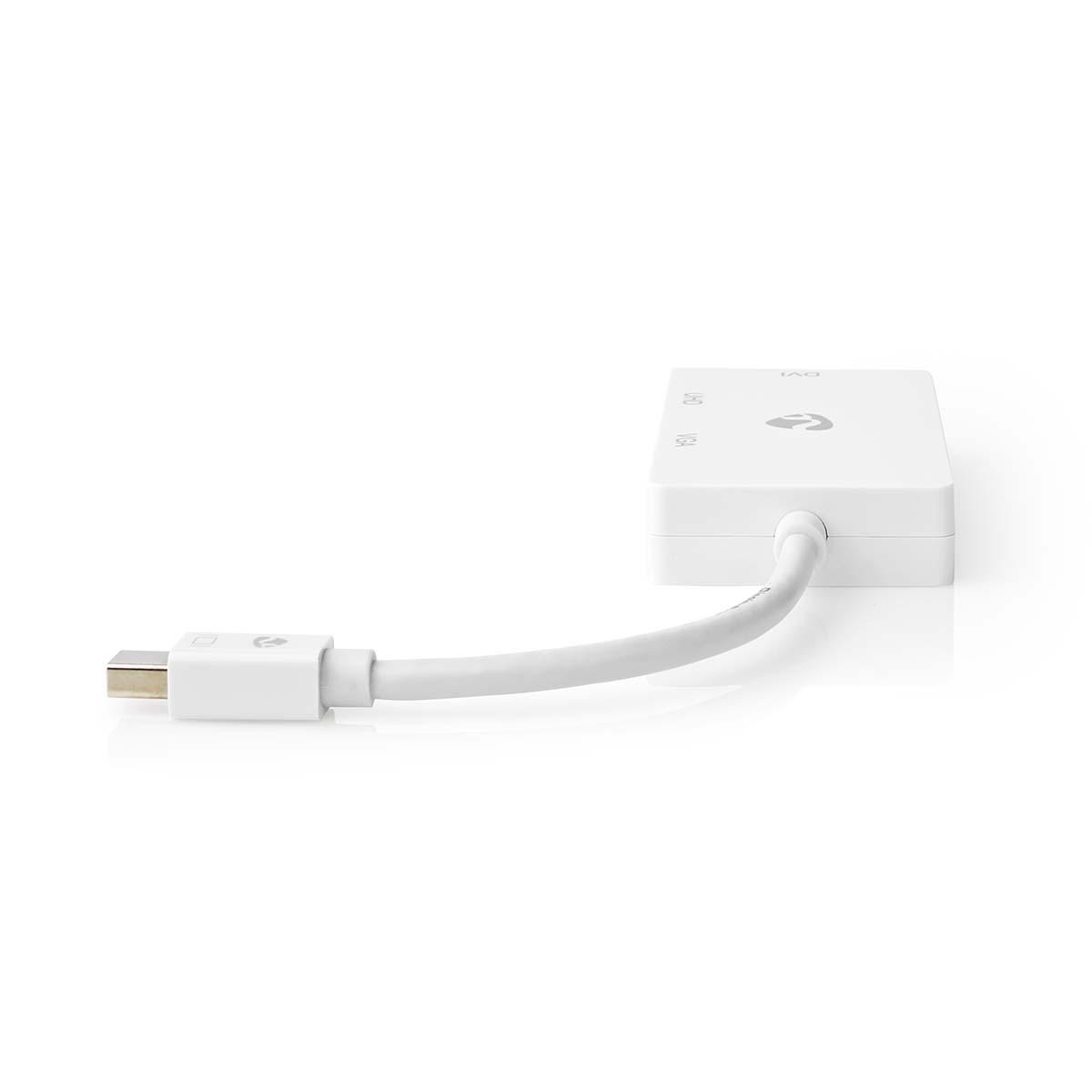 Nedis  Adattatore Displayport | Mini DisplayPort maschio | DVI-D 24+1-Pin femmina / HDMI™ femmina / VGA femmina 15p | 4K@60Hz | Nichelato | Commutabile | 0,20 m | Rotondo | ABS | ABS | Bianco | Scatola 