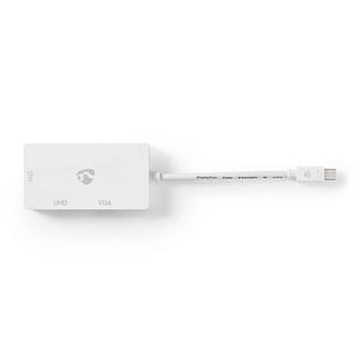 Nedis  Adattatore Displayport | Mini DisplayPort maschio | DVI-D 24+1-Pin femmina / HDMI™ femmina / VGA femmina 15p | 4K@60Hz | Nichelato | Commutabile | 0,20 m | Rotondo | ABS | ABS | Bianco | Scatola 
