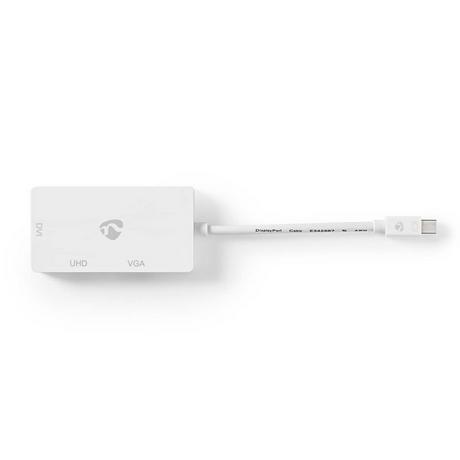 Nedis  Adattatore Displayport | Mini DisplayPort maschio | DVI-D 24+1-Pin femmina / HDMI™ femmina / VGA femmina 15p | 4K@60Hz | Nichelato | Commutabile | 0,20 m | Rotondo | ABS | ABS | Bianco | Scatola 