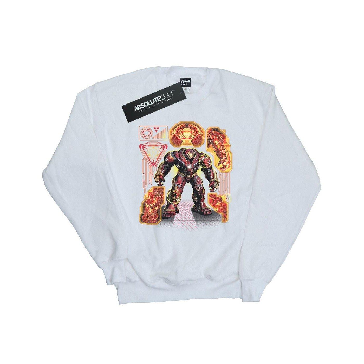 Image of Avengers Infinity War Hulkbuster Blueprint Sweatshirt Herren Weiss S