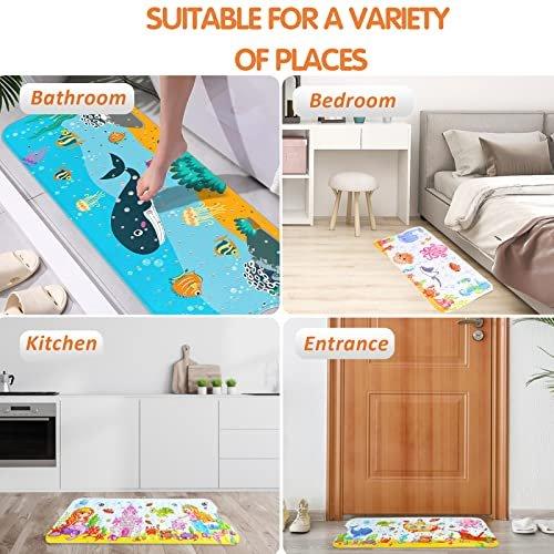 Activity-board Tapis de bain pour baignoire pour enfants - Tapis de bain antidérapant pour bébé - Extra long - Tapis de sol antidérapant pour salle de bain, douche pour tout-petits - Avec ventouses et trous de drainage  