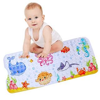 Activity-board Tapis de bain pour baignoire pour enfants - Tapis de bain antidérapant pour bébé - Extra long - Tapis de sol antidérapant pour salle de bain, douche pour tout-petits - Avec ventouses et trous de drainage  