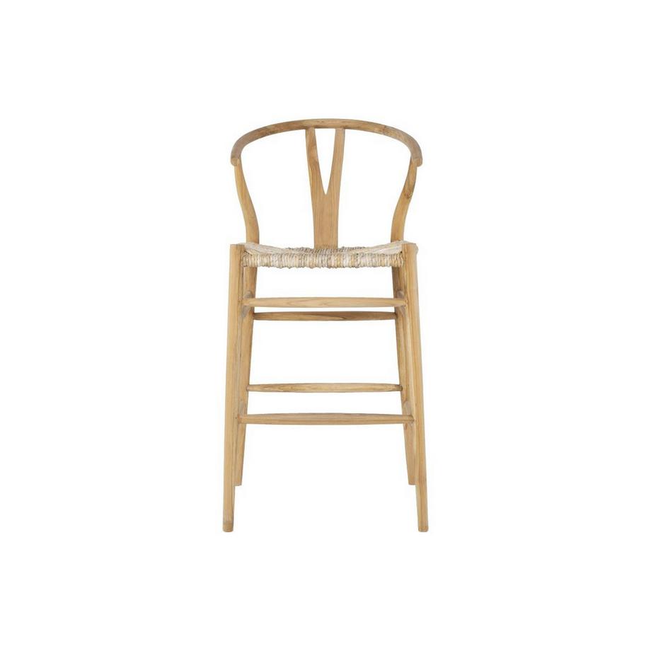 Vente-unique Tabouret de bar en teck et paille - Naturel - POGIANA  