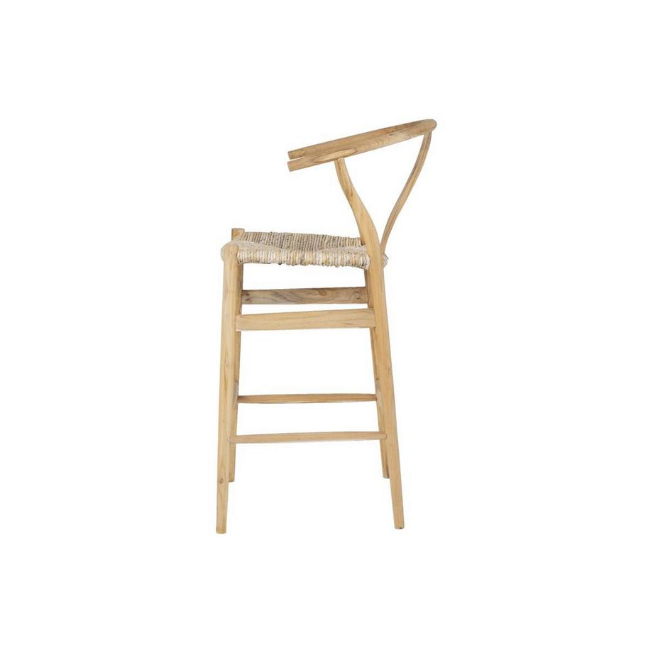 Vente-unique Tabouret de bar en teck et paille - Naturel - POGIANA  