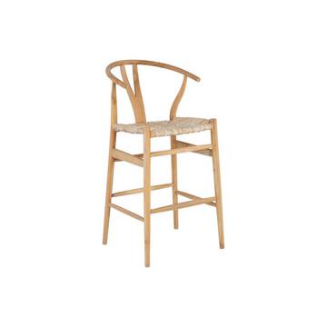 Tabouret de bar en teck et paille - Naturel - POGIANA