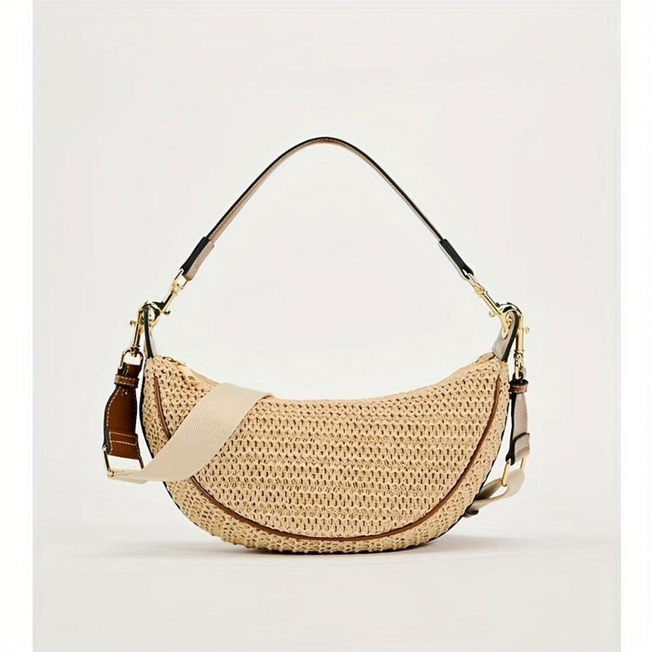 1pc Leichte gewebte Tasche - abnehmbarer verstellbarer Riemen, Frühling lässige Umhängetasche, Crossbody Handtasche