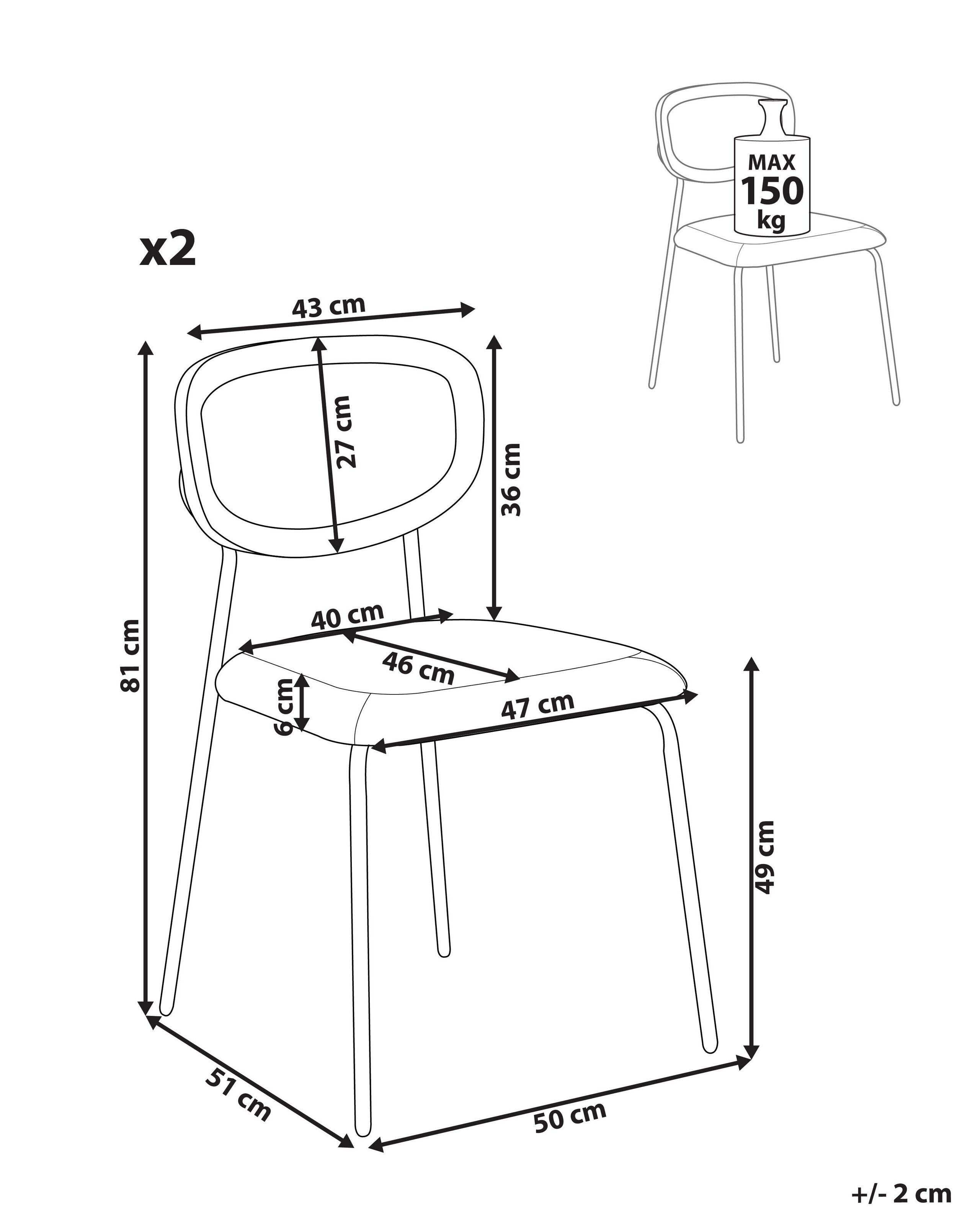 Beliani Lot de 2 chaises en Polyester Rétro MAYETTA  