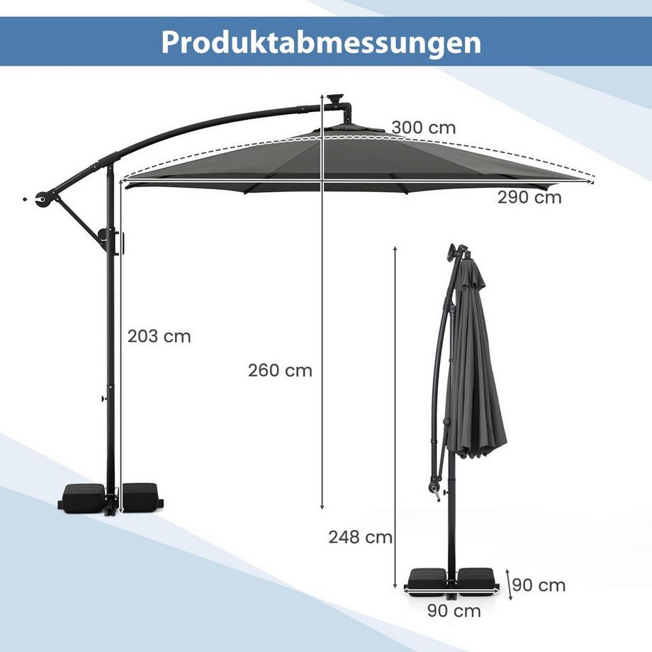 Northix Ombrellone da giardino a LED, 9 modalità  