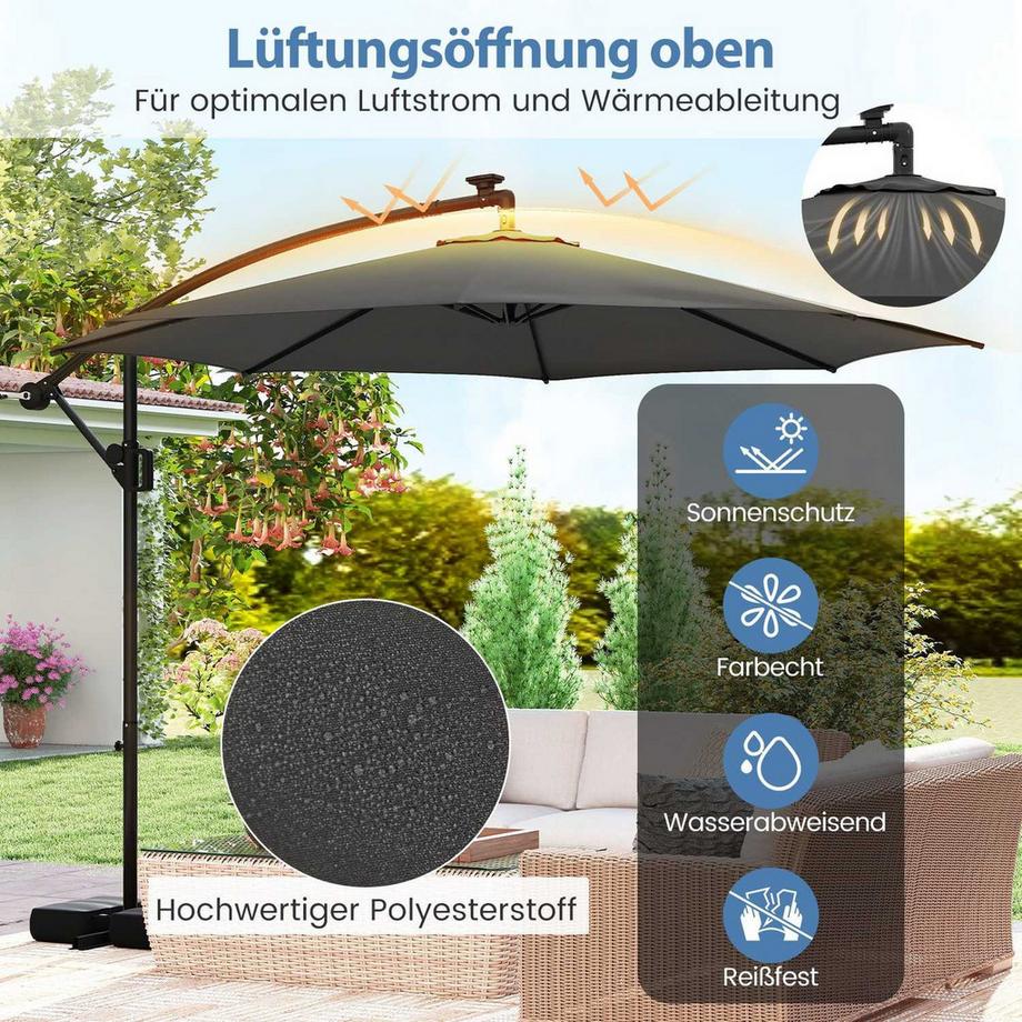 Northix Ombrellone da giardino a LED, 9 modalità  