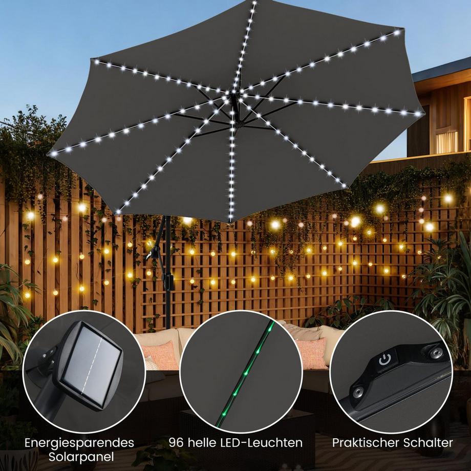 Northix Ombrellone da giardino a LED, 9 modalità  