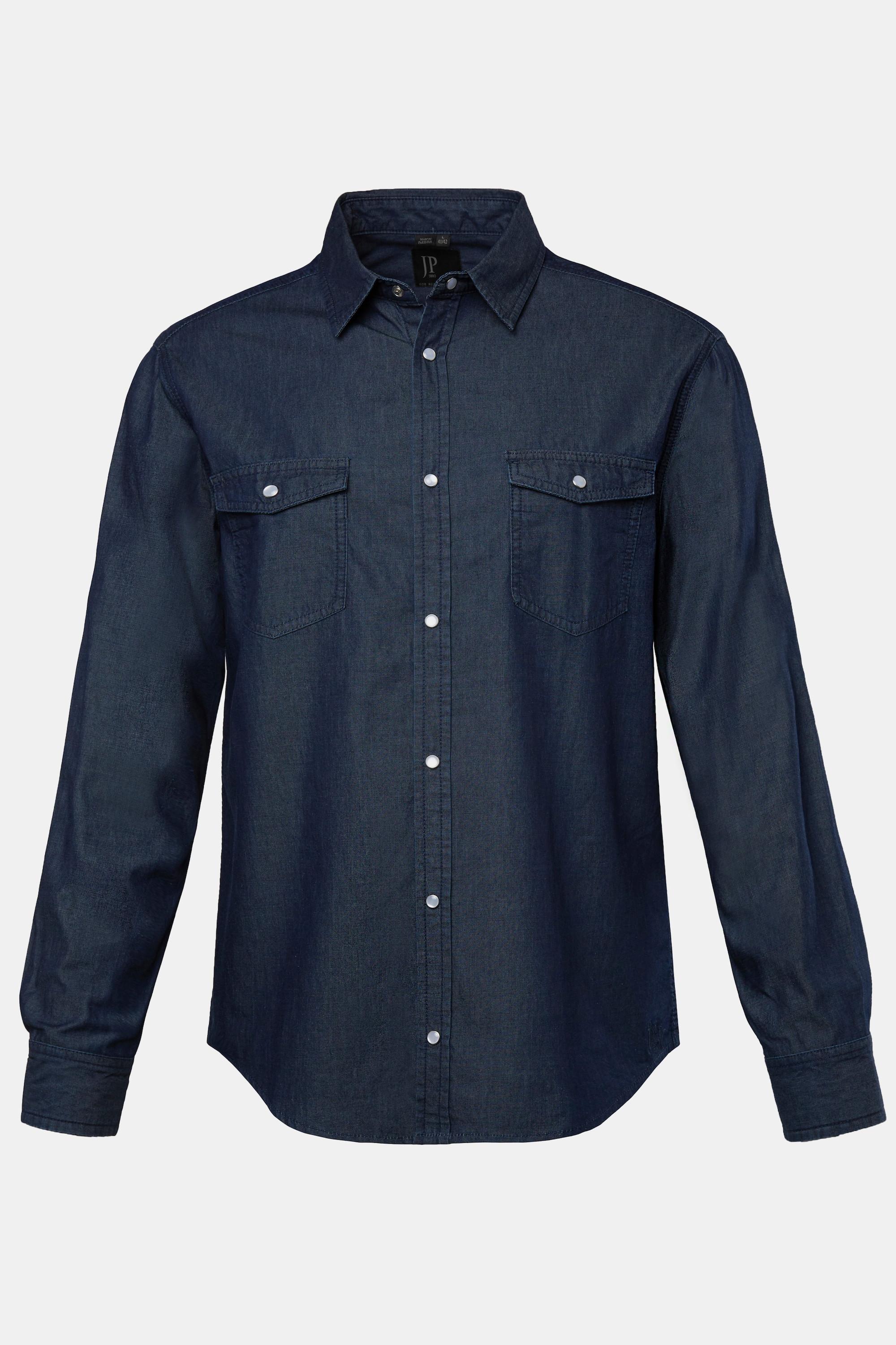 JP1880  Chemise en jean manches longues et col Kent, coupe Modern Fit - jusqu'au 8&nbsp;XL 