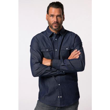 JP1880  Chemise en jean manches longues et col Kent, coupe Modern Fit - jusqu'au 8&nbsp;XL 