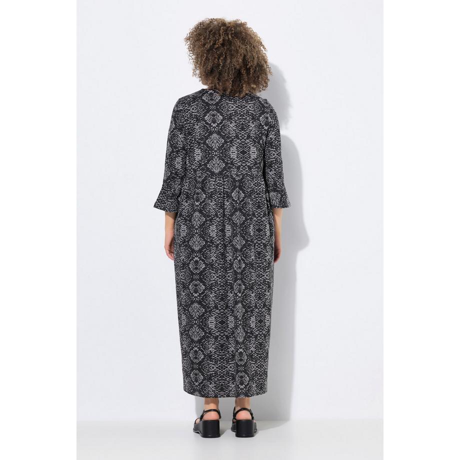 Ulla Popken Abito Maxi Jersey Fantasia Serpente Maniche 3/4  