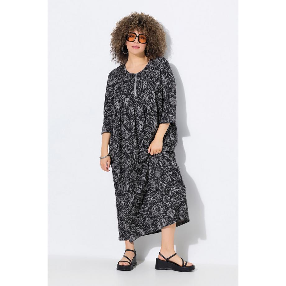 Ulla Popken Abito Maxi Jersey Fantasia Serpente Maniche 3/4  