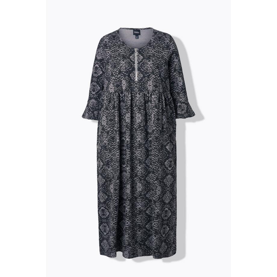 Ulla Popken Abito Maxi Jersey Fantasia Serpente Maniche 3/4  