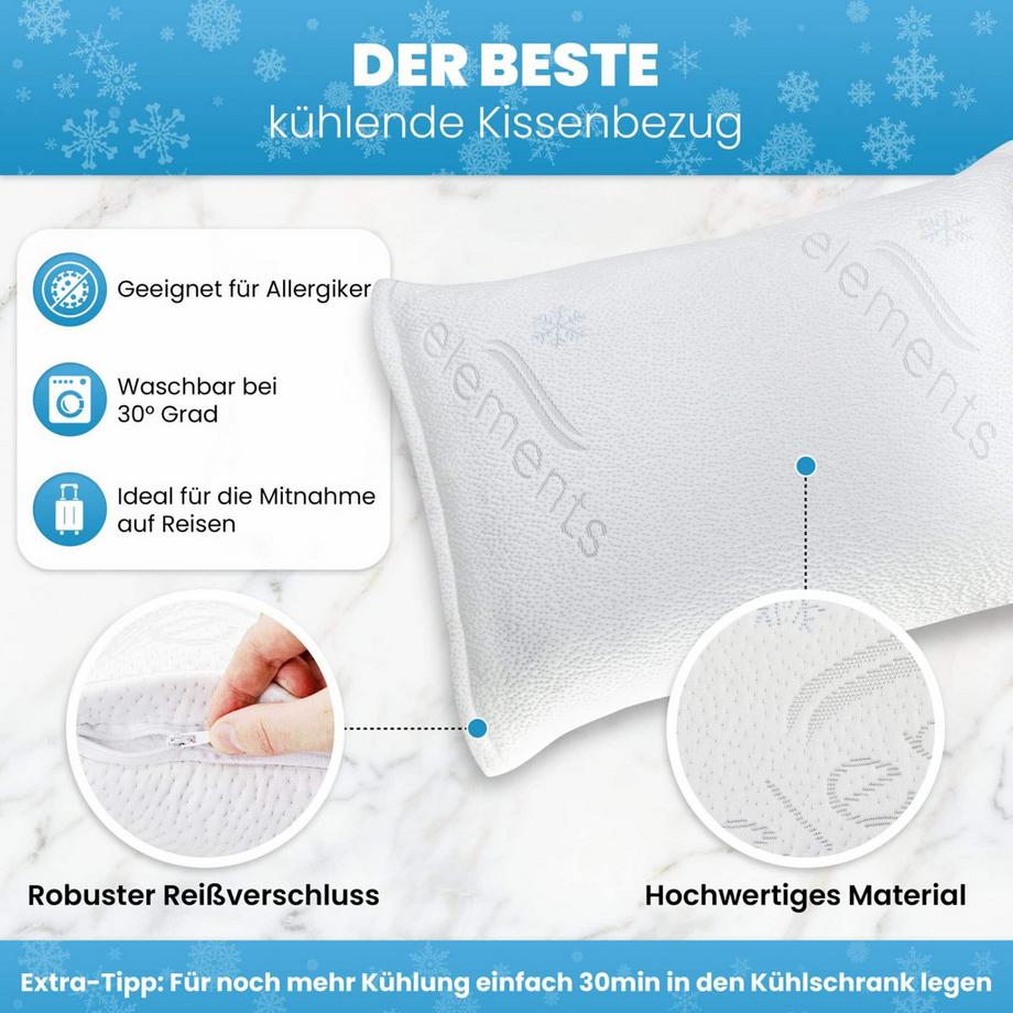 Mara Vital Elements Cool Kühlender Kissenbezug 2er Set Bio GOTS Premium  