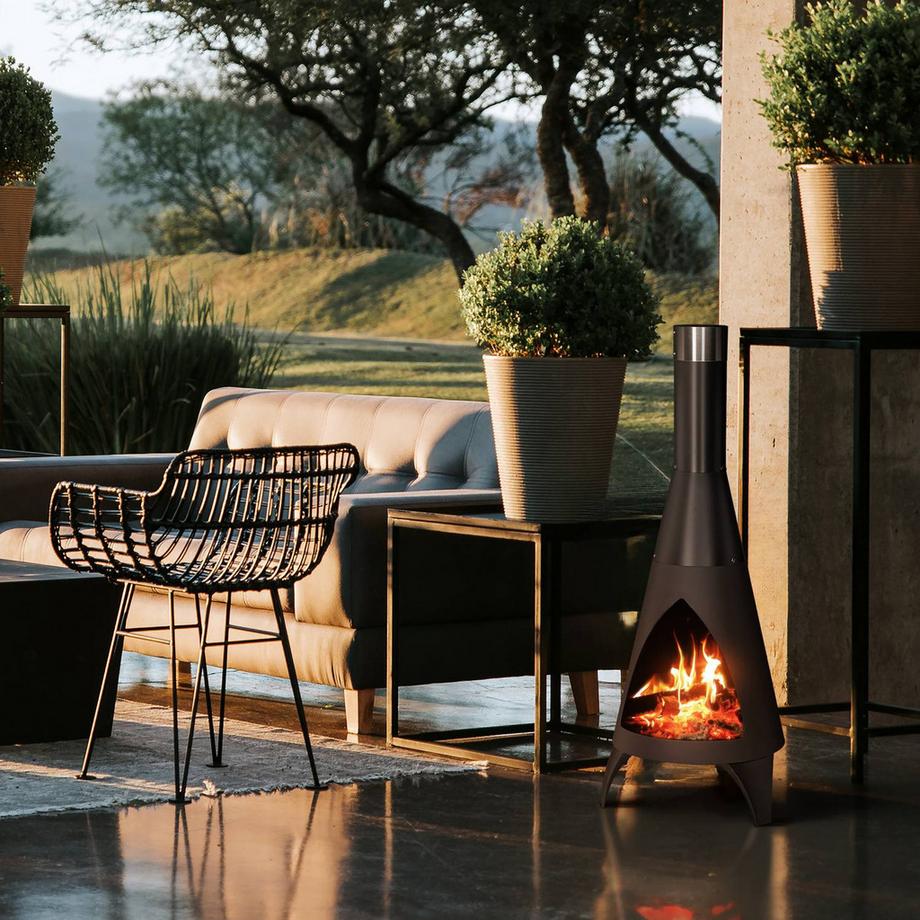 B2X  Cheminée d'extérieur à foyer ouvert noire 