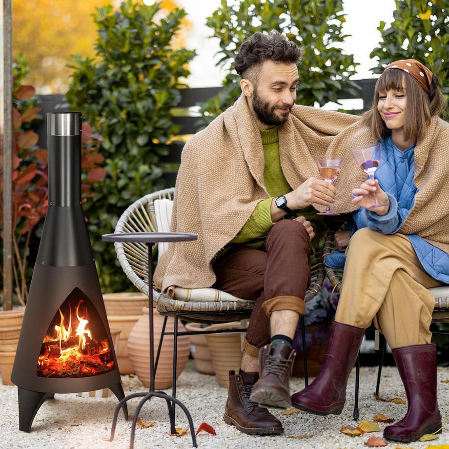 B2X  Cheminée d'extérieur à foyer ouvert noire 