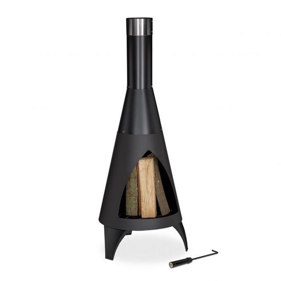 B2X  Cheminée d'extérieur à foyer ouvert noire 